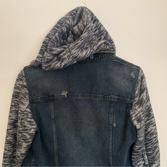 Free People Denim Sweatshirt Jacket Washed Black Distressed Size M - Picture 6 of 9